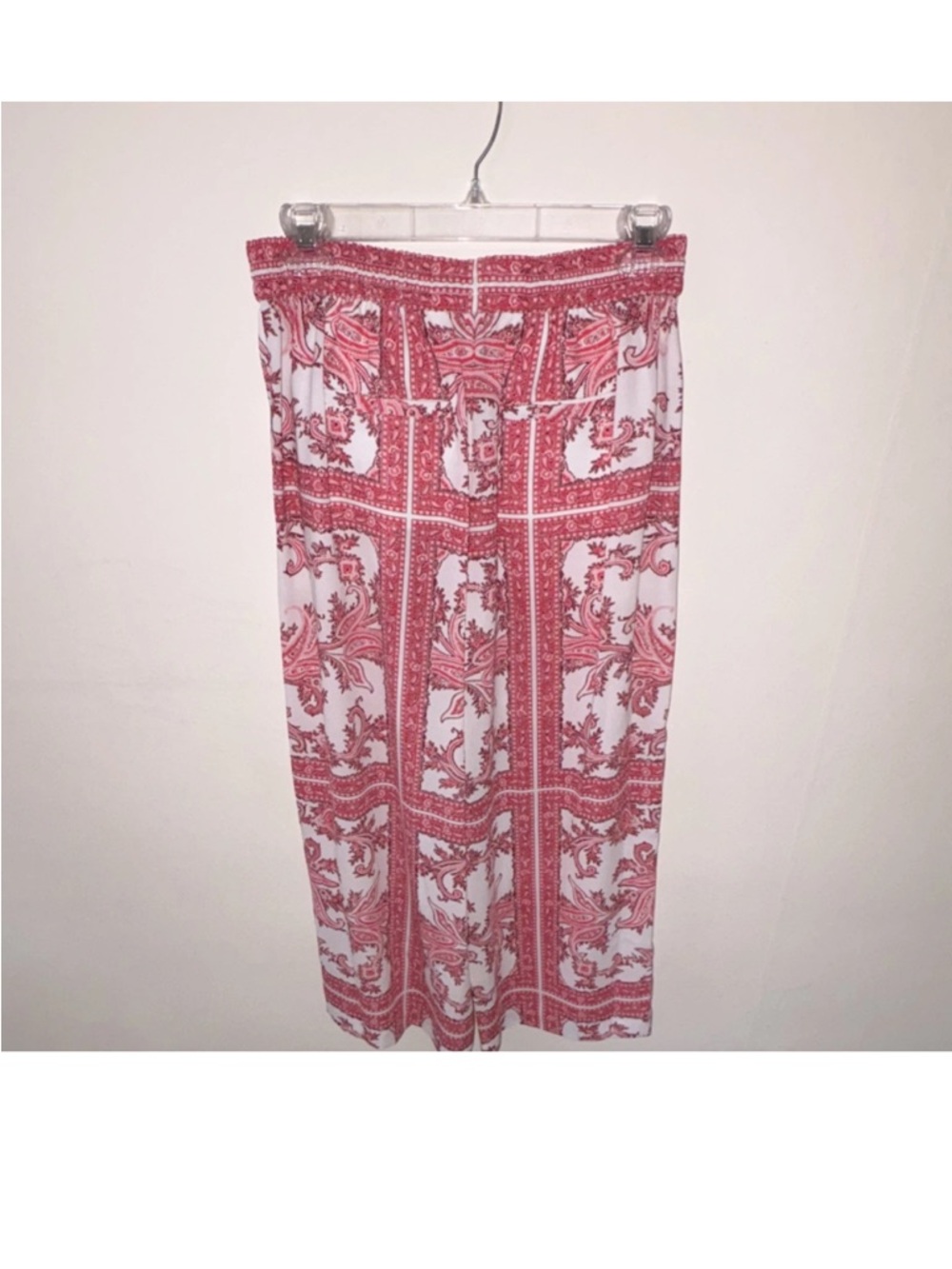 Michael Kors Paisley Red White Elastic Waist A-Line Pants Size S